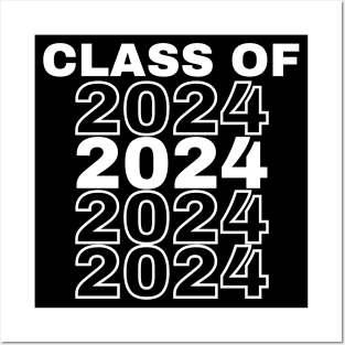 Class Of 2024 Repeated. Simple Typography 2024 Design for Class Of/ Graduation Design. White Posters and Art